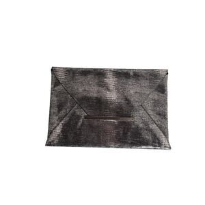 BCBGMAXAZRIA Gunmetal Lizard Embossed Metallic Envelope Clutch Bag LVS202EB